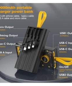 Batería Externa de 10000mAh Transparente 22.5W Con 4 Cables Batería Externa Power Bank 10000mAh Carga Rápida Carcasa Transparente LED Pantalla Digital 22.5W Con 4 Cables  Referencia: MP061 ref6092