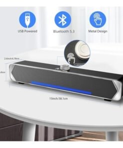 HEANTTV Altavoz Barra de Sonido Bluetooth Altavoces de Ordenador para monitores de Escritorio, Altavoces Bluetooth para PC, Barra de Sonido Bluetooth 5.3 con Cable y alimentación USB, Barra de Sonido para PC ref6074