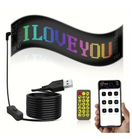 Letrero LED flexible 12CM x 59CM Letrero LED flexible, Panel de matriz LED flexible con control de aplicación inteligente Bluetooth, tablero de visualización de mensajes de desplazamiento 12cmx59cm  Referencia: LS85 ref6093 - Imagen 2