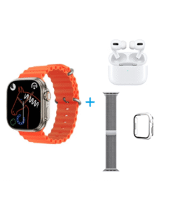 Pack Smart Watch Ultra + Auriculares Bluetooth Pack 2x1 Reloj Smart Watch Ultra 49mm+Correa Milanesa y Carcasa para Reloj+ Auriculares Bluetooth ref 6036