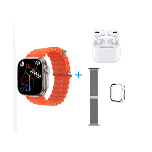 Pack Smart Watch Ultra + Auriculares Bluetooth Pack 2x1 Reloj Smart Watch Ultra 49mm+Correa Milanesa y Carcasa para Reloj+ Auriculares Bluetooth ref 6036