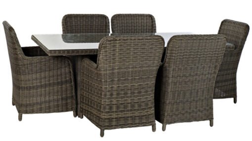 MESA COMEDOR SET 7 RATAN SINTETICO 200X100X75 5 MM MB-166668 Disponible Ref 13465