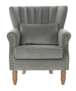 SILLON VELVET RUBBERWOOD 73X75X87 COJIN GRIS CLARO MB-175520 Ref 13365