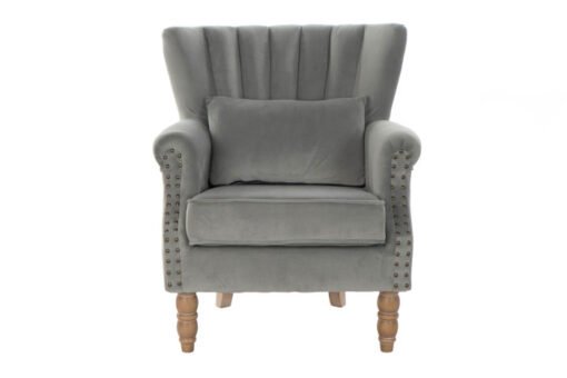 SILLON VELVET RUBBERWOOD 73X75X87 COJIN GRIS CLARO MB-175520 Ref 13365