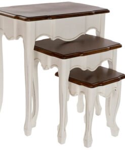 MESITA AUXILIAR SET 3 PAULOWNIA 60X40X66 BLANCO MB-177687 Ref 13136