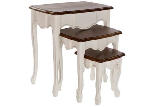 MESITA AUXILIAR SET 3 PAULOWNIA 60X40X66 BLANCO MB-177687 Ref 13136