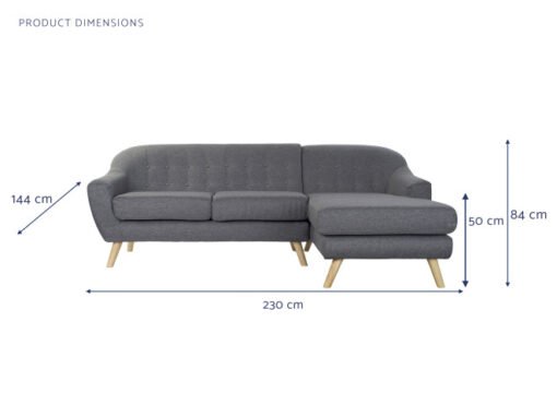 SOFA POLIESTER RUBBERWOOD 230X144X84 3 PLAZAS GRIS MB-179944 Ref 13415 - Imagen 7