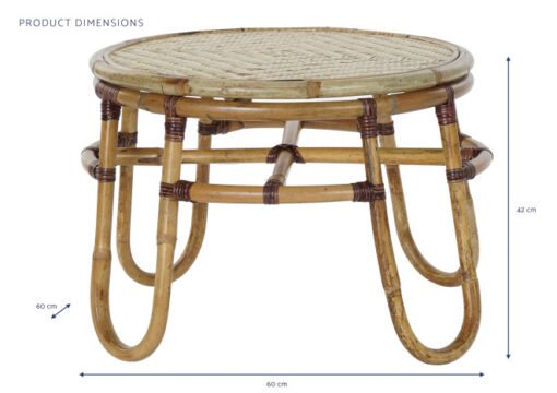 MESITA AUXILIAR RATAN BAMBU 60X60X42 NATURAL MB-182689 Disponible Ref 13131 - Imagen 5