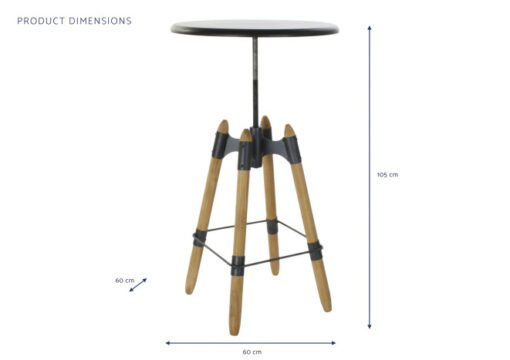 MESITA AUXILIAR METAL MADERA 60X60X105 REGULABLE MB-183145 Ref 13129 - Imagen 4