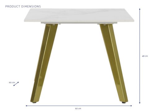 MESITA AUXILIAR CERAMICA METAL 60X60X48 DORADO MB-190028 Disponible Ref 13124 - Imagen 5