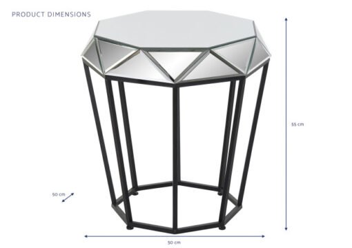 MESITA AUXILIAR METAL ESPEJO 50X50X55 NEGRO MB-190809 Disponible Ref 13123 - Imagen 5