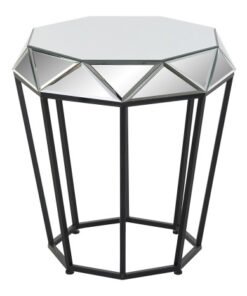 MESITA AUXILIAR METAL ESPEJO 50X50X55 NEGRO MB-190809 Disponible Ref 13123