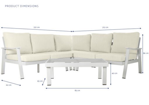 SOFA SET 4 ALUMINIO POLIESTER 212X212X86 BLANCO MB-192578 Disponible Ref 13462 - Imagen 6
