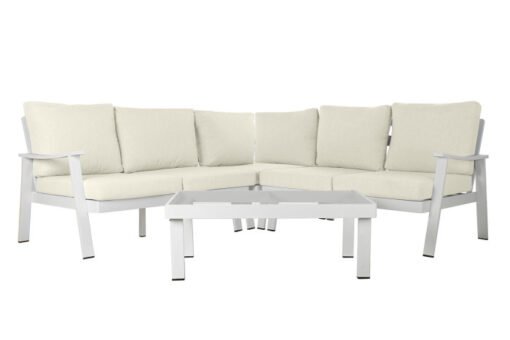 SOFA SET 4 ALUMINIO POLIESTER 212X212X86 BLANCO MB-192578 Disponible Ref 13462