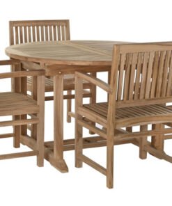 MESA COMEDOR SET 5 TECA 120X120X75 EXTENSIBLE A 17 MB-193179 Disponible Ref 13456