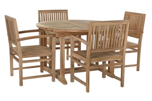 MESA COMEDOR SET 5 TECA 120X120X75 EXTENSIBLE A 17 MB-193179 Disponible Ref 13456