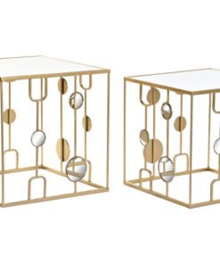 MESITA AUXILIAR SET 2 METAL ESPEJO 50X50X50 MATE MB-194510 Ref 13120