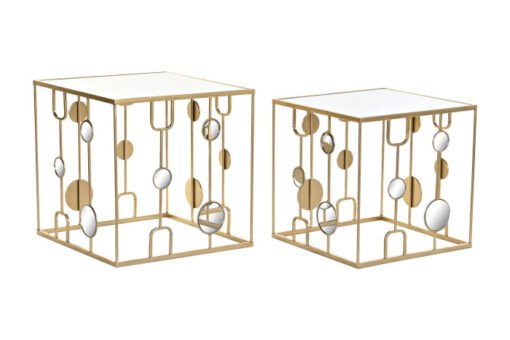 MESITA AUXILIAR SET 2 METAL ESPEJO 50X50X50 MATE MB-194510 Ref 13120