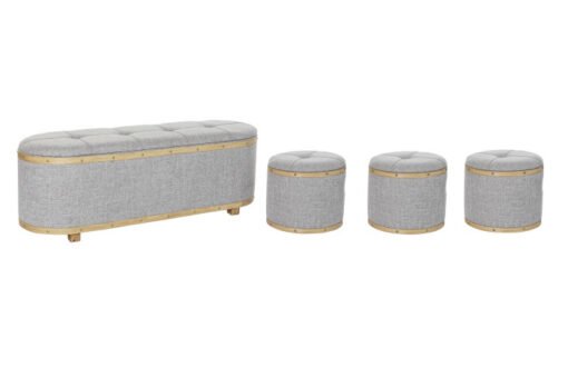 DESCALZADORA SET 4 POLIESTER MADERA 120X45X43 GRIS MB-195376 Ref 13325