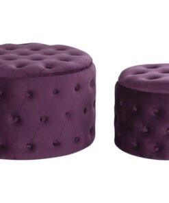 REPOSAPIES SET 2 POLIESTER MDF 70X70X42 CAPITONE MB-199066 Disponible Ref 13323