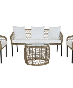 SOFA SET 4 RATAN SINTETICO 137X73,5X66,5 68X73X6 MB-200800 Disponible ref13452