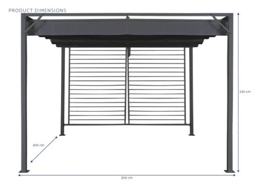 PERGOLA ACERO POLIESTER 300X300X230 250gr,/m2 GRIS MB-200828 Disponible ref13450 - Imagen 2