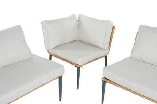 SOFA SET 4 RATAN SINTETICO METAL 128X75X72 BEIGE MB-200890 Disponible ref13449 - Imagen 5
