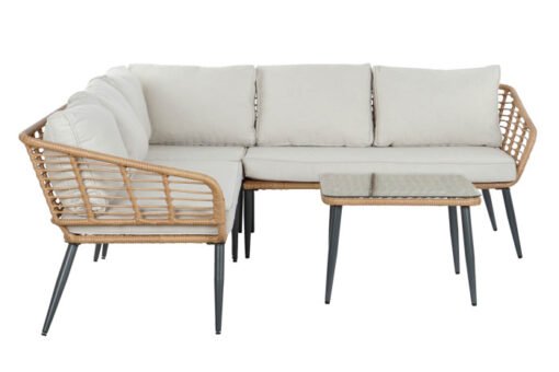 SOFA SET 4 RATAN SINTETICO METAL 128X75X72 BEIGE MB-200890 Disponible ref13449
