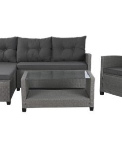 SOFA SET 4 RATAN SINTETICO POLIESTER 190X140X77 MB-200894 Disponible ref13448