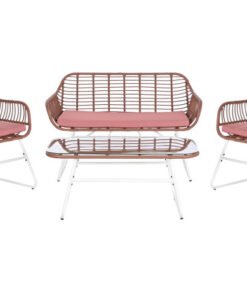 SOFA SET 4 RATAN SINTETICO 124X74X84 CON COJINES MB-201787 Disponible Ref 13445