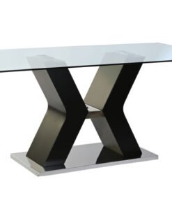 MESA COMEDOR CRISTAL TEMPLADO MDF 180X90X76 NEGRO MB-203509 Disponible ref13211