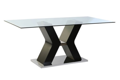 MESA COMEDOR CRISTAL TEMPLADO MDF 180X90X76 NEGRO MB-203509 Disponible ref13211