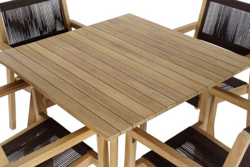MESA SET 5 TECA CUERDA 90X90X75 54X56X84 MARRON MB-204125 Disponible ref13437 - Imagen 9