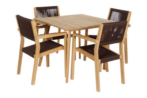 MESA SET 5 TECA CUERDA 90X90X75 54X56X84 MARRON MB-204125 Disponible ref13437 - Imagen 11