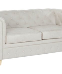 SOFA POLIESTER MADERA 151X80X70 CAPITONE BLANCO MB-205534 Disponible REF13408