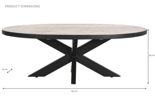 MESA CENTRO METAL MANGO 130X70X45 NATURAL MB-205960 Disponible ref13165