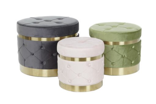 REPOSAPIES SET 3 POLIESTER MDF 60X60X47 TERCIOPELO MB-206644 Disponible Ref 13309