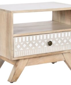 MESITA DE NOCHE MANGO 55X35X45 CENEFA BLANCO MB-207572 Disponible ref13284