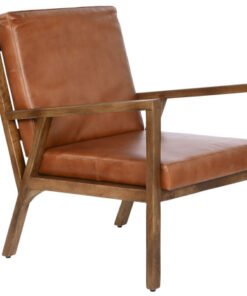 BUTACA PIEL MADERA 60X72X77 MARRON MB-208637 Disponible ref13346