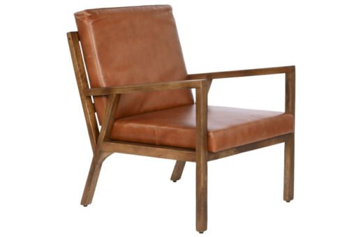 BUTACA PIEL MADERA 60X72X77 MARRON MB-208637 Disponible ref13346