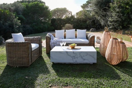 SOFA RATAN 174X88X69 CON COJINES ALGOD N NATURAL MB-210561 Ref 13391