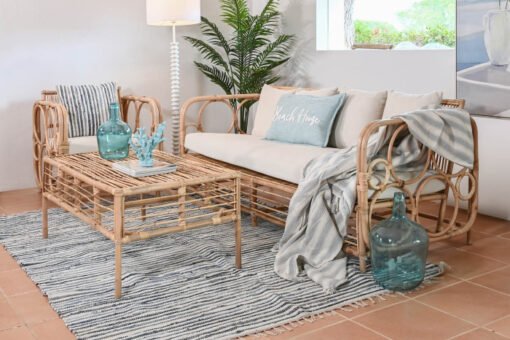SOFA RATAN ALGODON 195X72X78 CON COJINES ALGOD N MB-210563 Ref 13390