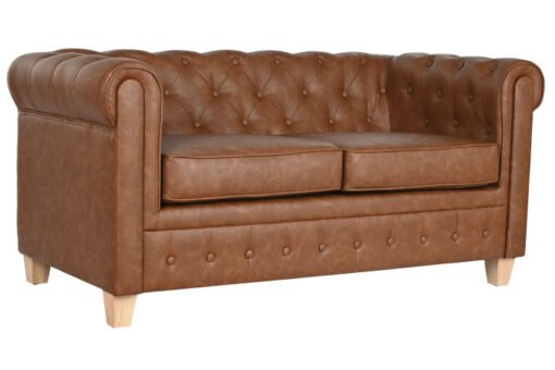 SOFA POLIESTER MADERA 151X79X70 2 PLAZAS MARRON MB-210590 Ref 13389