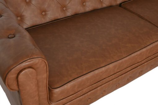 SOFA POLIESTER MADERA 218X78X70 3 PLAZAS MARRON MB-210592 Ref 13388 - Imagen 2