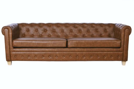 SOFA POLIESTER MADERA 218X78X70 3 PLAZAS MARRON MB-210592 Ref 13388