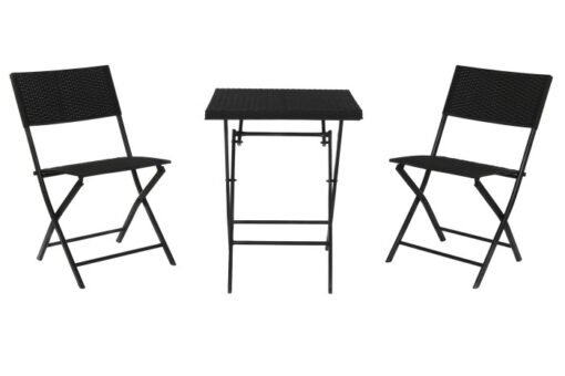 MESA SET 3 RATAN SINTETICO ACERO 58X58X71,5 NEGRO MB-211141 Disponible ref13432 - Imagen 2