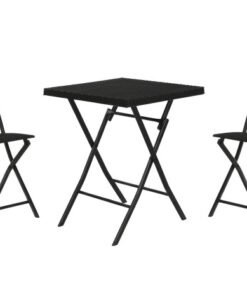 MESA SET 3 RATAN SINTETICO ACERO 58X58X71,5 NEGRO MB-211141 Disponible ref13432