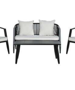 SOFA SET 4 ACERO POLIESTER 123X66X72 CON COJINES MB-211157 Disponible Ref 13429