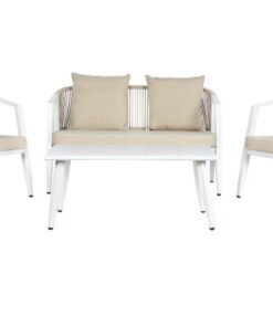 SOFA SET 4 ACERO POLIESTER 123X66X72 BLANCO MB-211159 Disponible Ref 13428