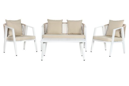 SOFA SET 4 ACERO POLIESTER 123X66X72 BLANCO MB-211159 Disponible Ref 13428